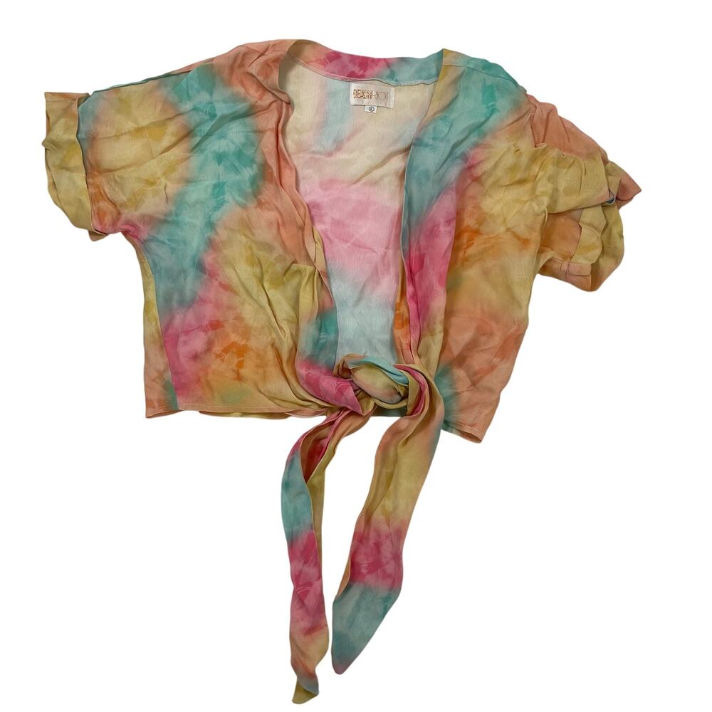 Beach Riot Tie Dye Front Tie Crop Top Women's Large Pastel Viscose